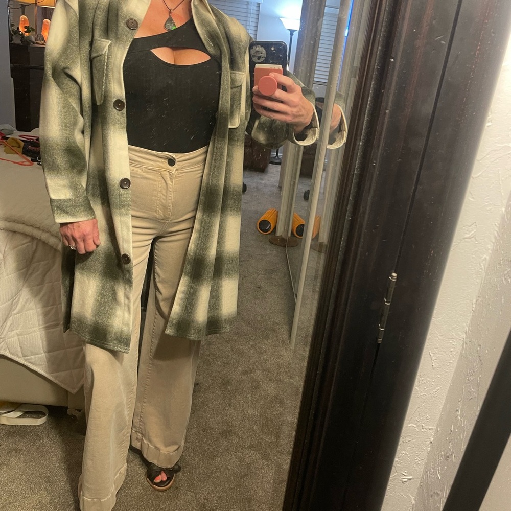 Stylish Tan Women's flannel jacket